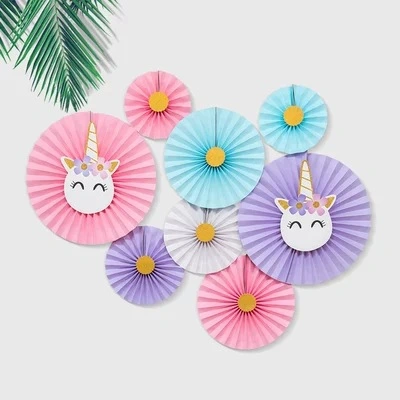 Party Paper Colored Hanging Fan Set Party Decoration Birthday Kids Celebration Paper Garland