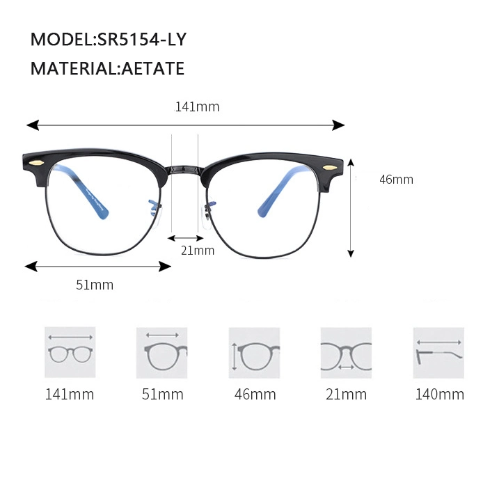 Personality Retro Top Quality Metal Frame Percription Eyeglasses Eye Glass Frames Optical Glasses for Women Men Acetate Glasses