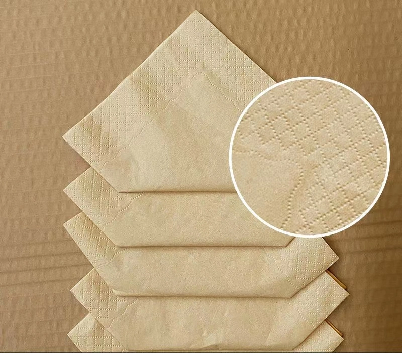 100% papel marrón de la pulpa del bambú de la servilleta 2 Lan 1/4 cuarto Pliegue la servilleta