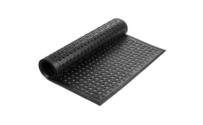 Black Brown Rubber Scraper Bone Mat 3X5FT, 1/2'' Thick Rubber Drainage Mat with Edge