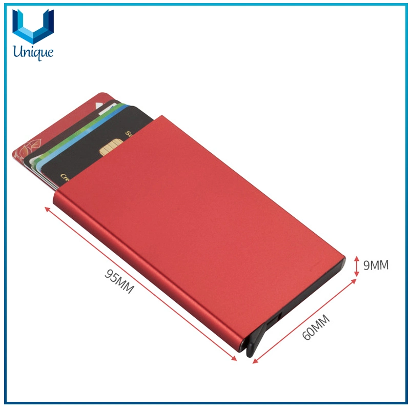 Available Stock Mobile Pop-up Card Cover Aluminum Alloy RFID Anti Theft Brushed Credit Card Cover, Custom Logo Metal Card Sleeve Wallet