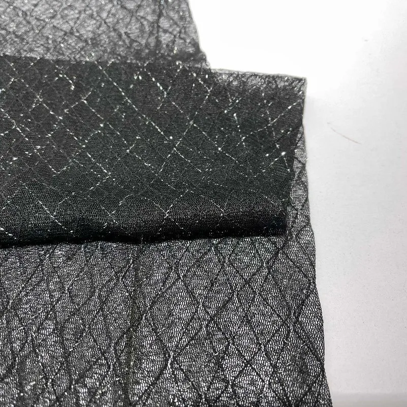 2022 Popular Polyester Nylon Spandex Metallic Mesh Lace Fabric for Garment Fabric