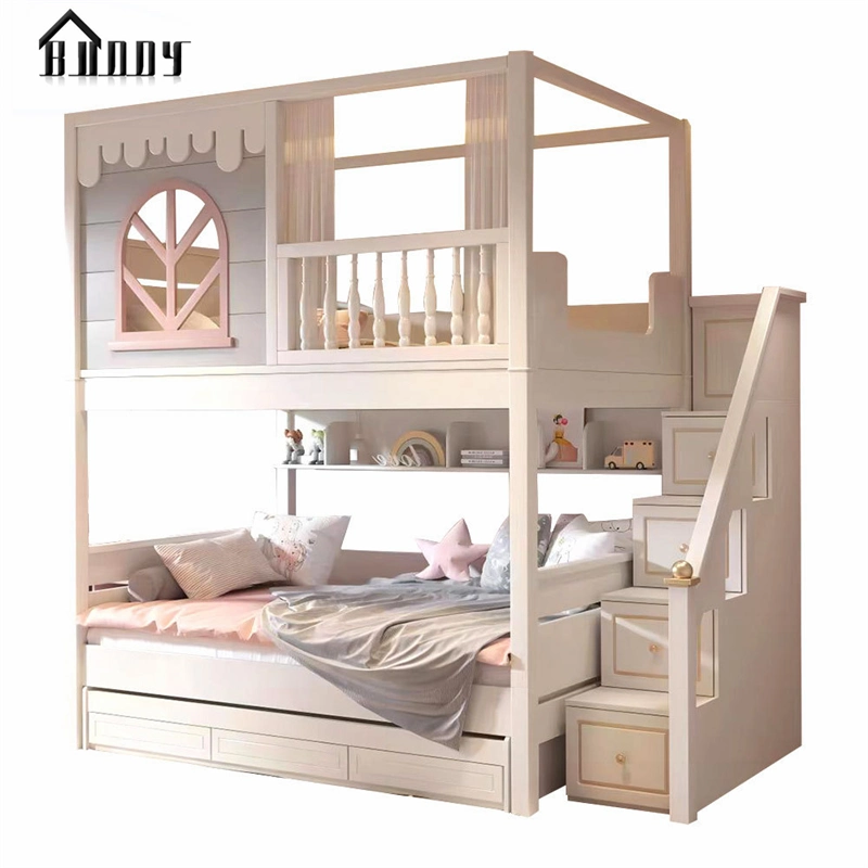 Mobilier de chambre à coucher pour enfants Lit superposé avec toboggan et escaliers.