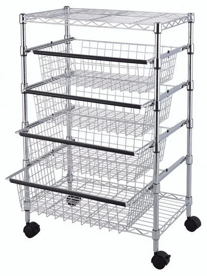 Kitchen Home Convenient Storage Cart Pull out Shelf Wire Shelving