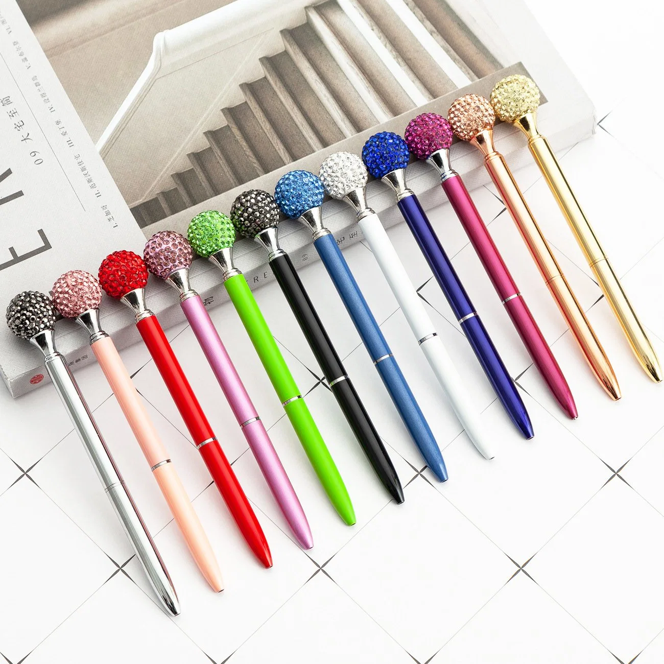 New Creative Pen Office Stationery Rotating Metal Pen Student Gift Metal Diamond Pen