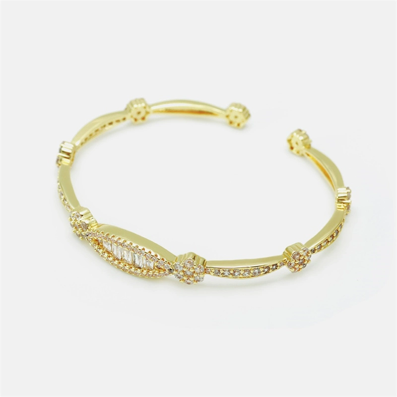 Gema Bangle Bracelet la mujer, Moda, chapado en oro 18K Bangle pulseras de zirconia