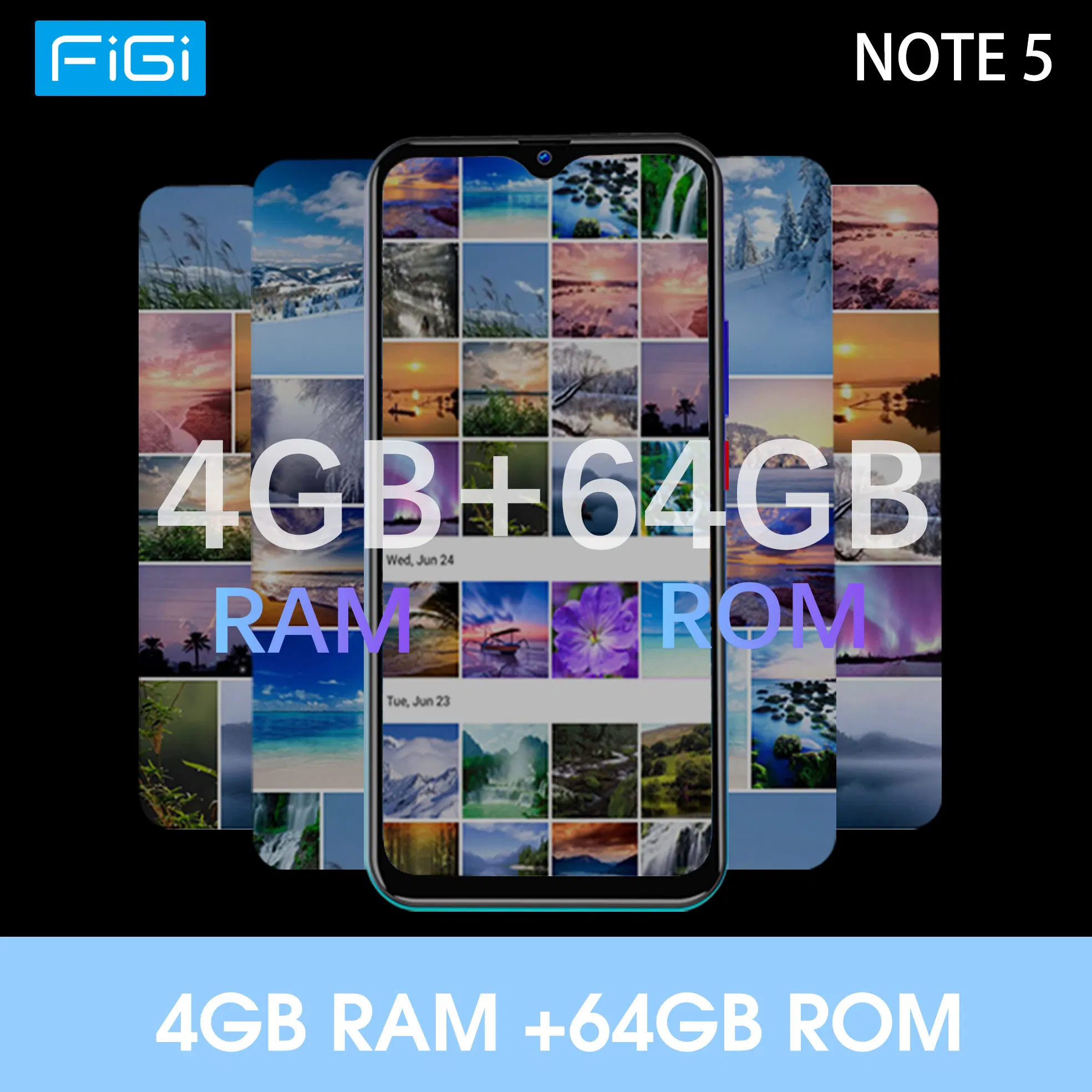 Figi Note 5 Cell Phones 4GB 64G Smartphone Android Octa-Core 6.6 Inch HD+ Displays 4500mAh 13MP Cameras Mobile Phones