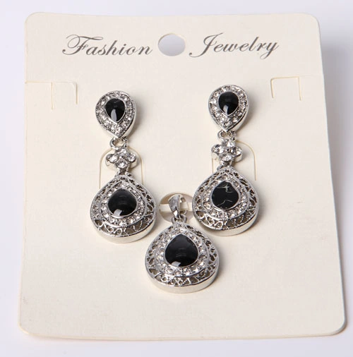 Vintage Fashion Jewelry Set with Black Rhinestone