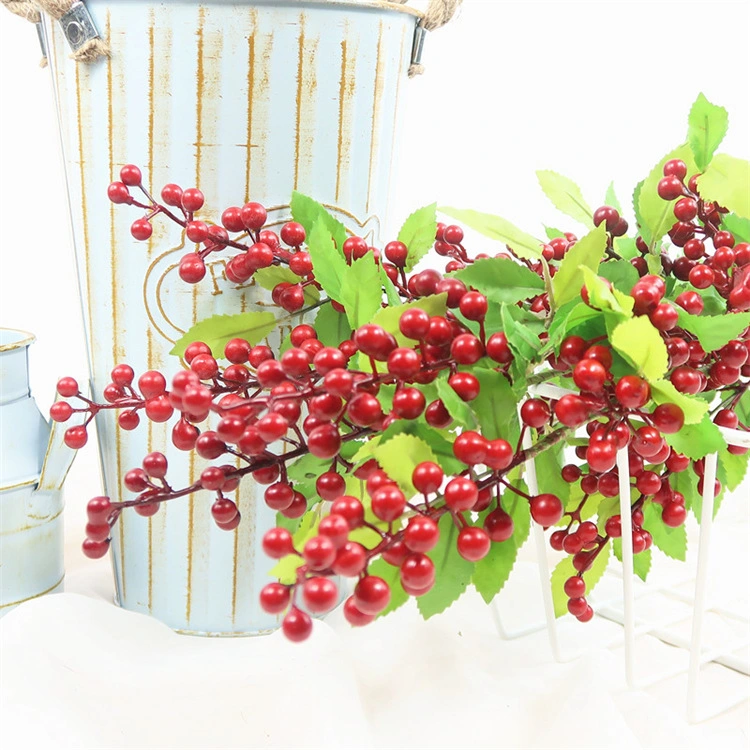 Artificial Foam Long Stem Fruit Berry for Party Christmas Decoration Christmas Red Fruit Berry