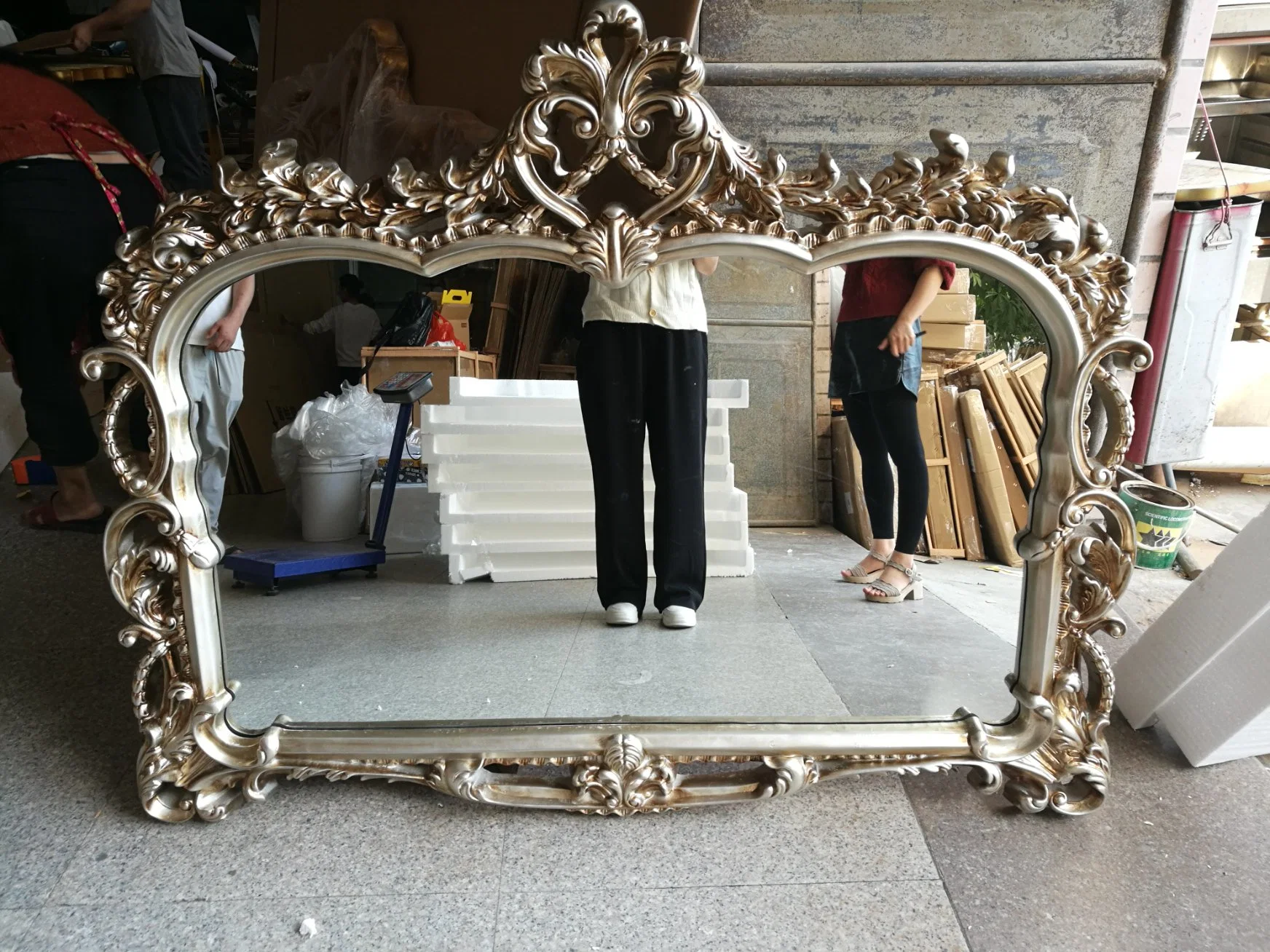 Plein de grande taille miroir antique Baroque de plancher du châssis pour la décoration d'accueil