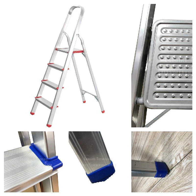 Aluminum Folding Household Ladder with Steel Platform and Plastic Parts