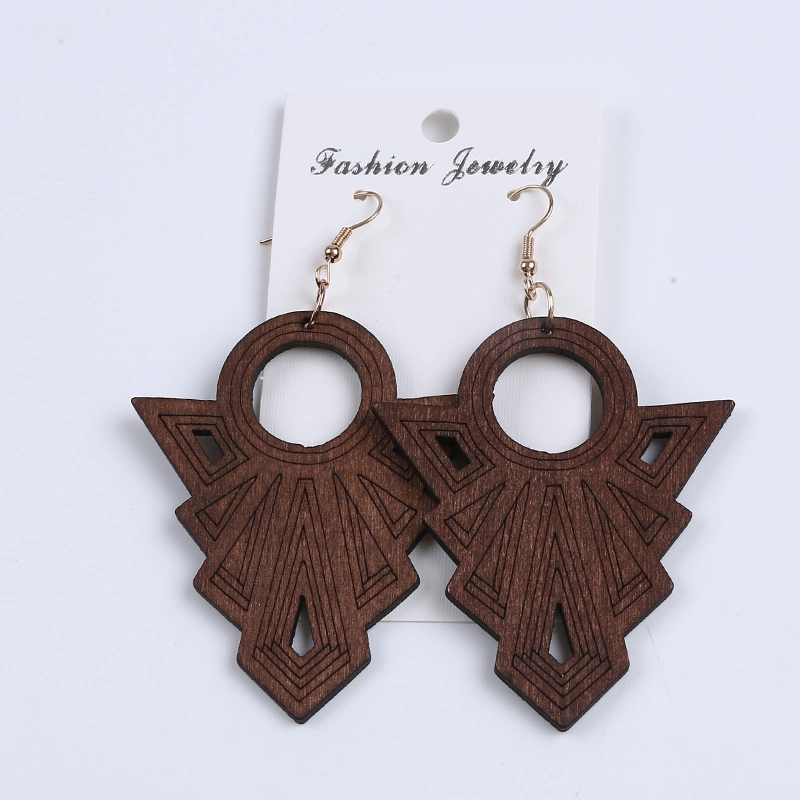 Cheap New Custom Design African Natural Wood Earrings for Women Jewelry