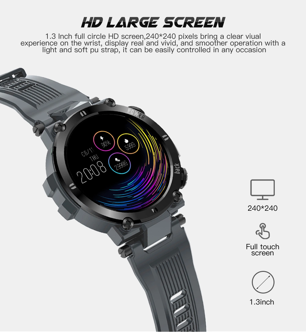 D13 Full Touch Screen Smart Watch IP68 Waterproof Support HR / BP Fitness Tracker Smartwatch