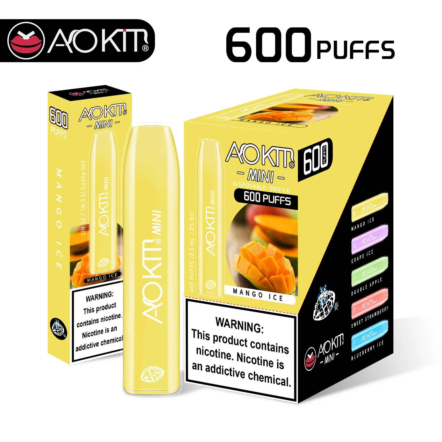 Newest Disposable/Chargeable Wholesale/Supplier Vape Pen 10 Flavors 600puffs Aokit Mini vape