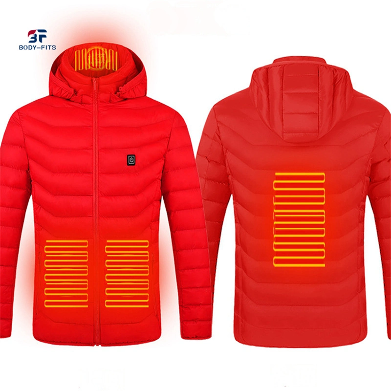 OEM Winter Men Warm Coat Outdoor Jacket Rechargeable Hooded Heated Jacket Electric Heating Jacket