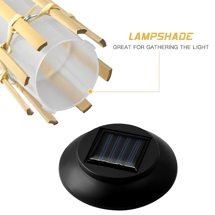 Bamboo Light Torch with LED Solar Flashing Flame