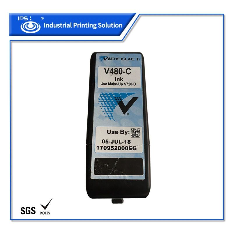 خراطيش حبر V480-C White Ink Videojet الأصلية المتوافقة مع برنامج V480-C Cij سعة 750 مل حبر طابعة نفث الحبر مع SGS RoHS MSDS