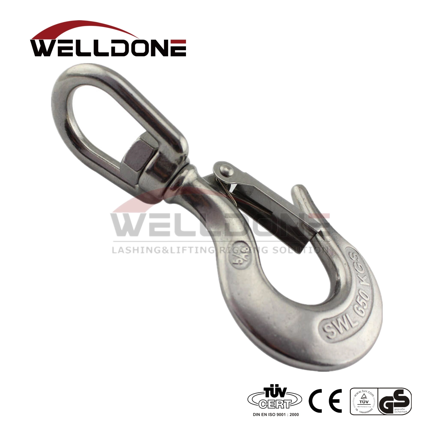 SUS304/316 Stainless Steel Swivel Eye Hook with Safety Latch