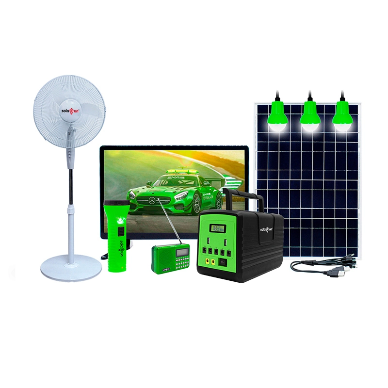 off Grid Solar Power System Home Lighting with Radio and Phone Charging