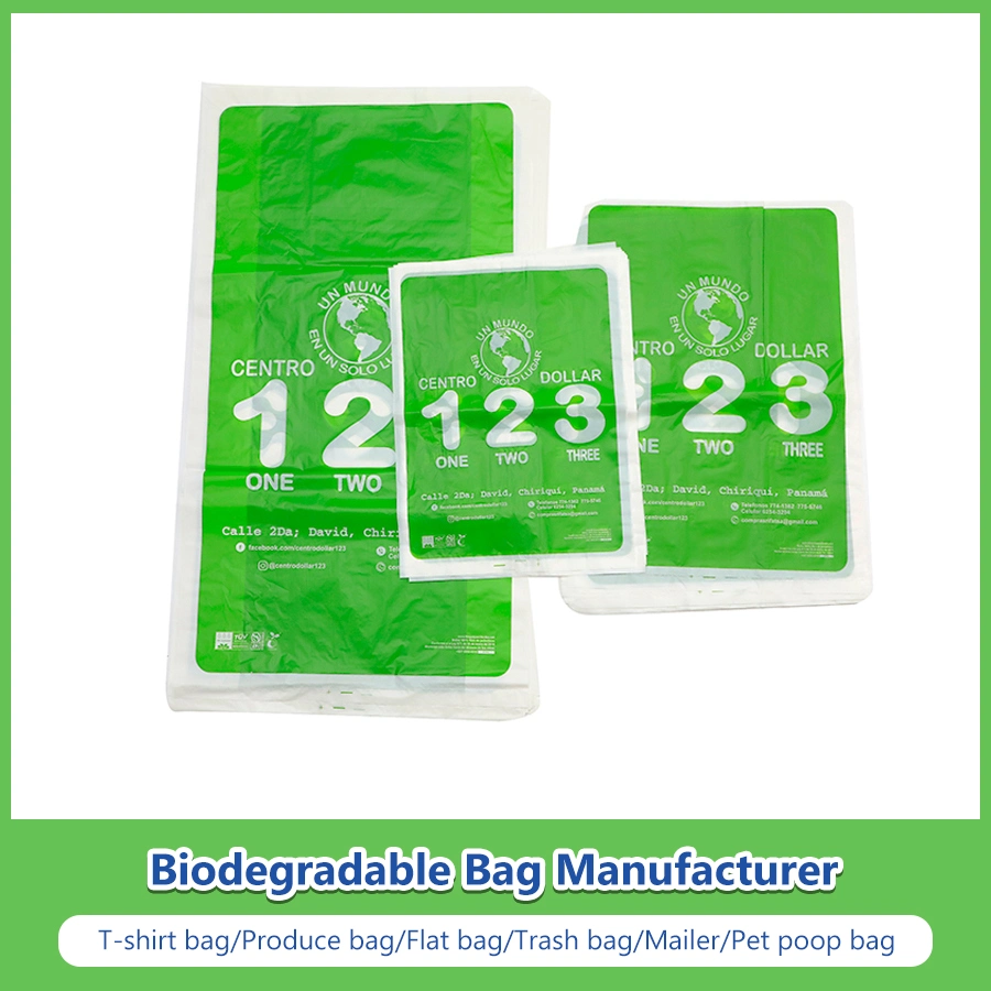 Pbat+la fécula de maíz biodegradables Compostable hecho amarillo vegetal inodoro Fabricante de bolsas con Ok Compost Home Ok Compost Industrial, la siembra