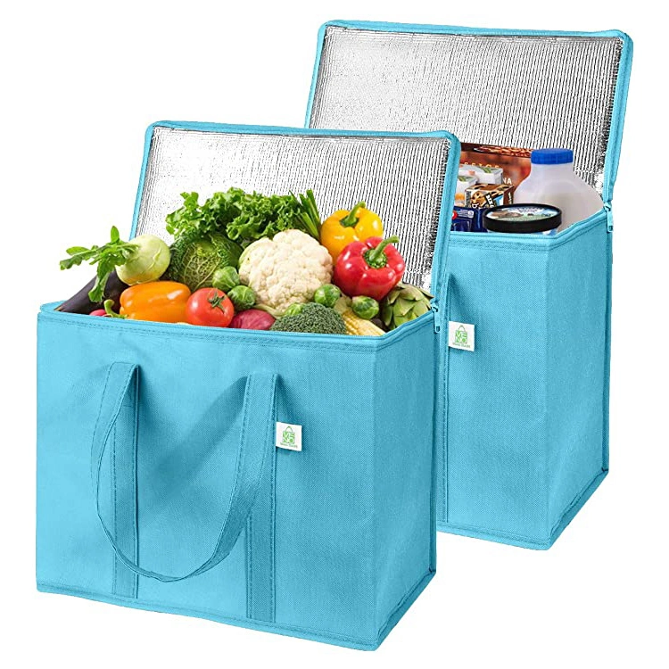 Eco-Friendly Non Woven Lunch Bag, Customized Logo Printed Folding Grocery Tote Food Delivery Insulated Cooler Bag