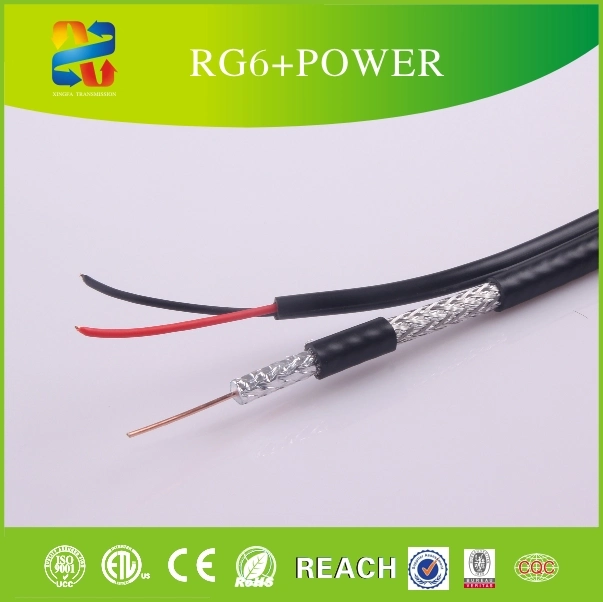 Bobina 100m 18AWG Solid Bc conductor de un 60% la cobertura de cable coaxial RG6, CE RoHS (aprobado).