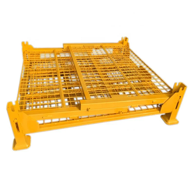 Storage Pallet Rack Metal Wire Mesh Cages Heavy Duty Foldable Pallet Container