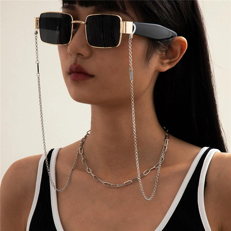 European and American Gold Silver Hip Hop Cuban Ins Chain Fashion Hanging Neck Rope Mask Chain Reading Glasses Sunglasses Chain Glasses Chain for Women2021