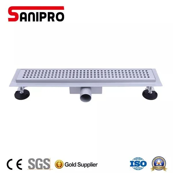 Sanipro Flat Cover Channel Grate Linear Floor Drains Heavy Duty Stainless Steel Shower Drain for Bathroom