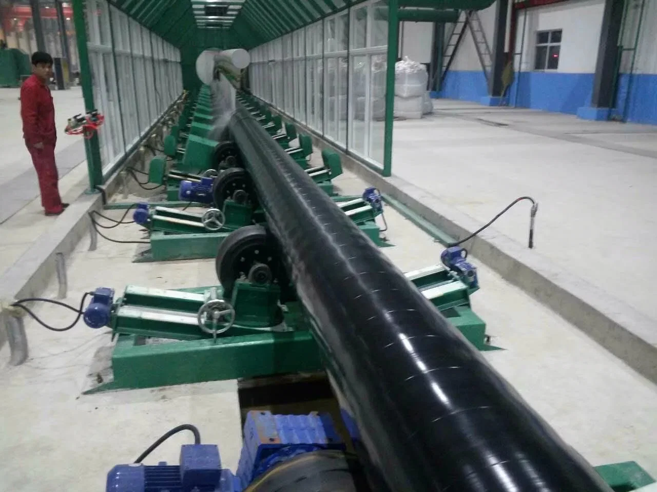 3PE/Three Layer PE Steel Pipe Anti Corrosion Epoxy Powder Coating/PE Wrapping Line/Equipment