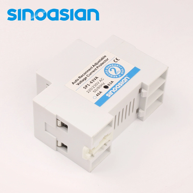 Adjustable DIN-Rail 220V 40A Over Under Voltage Current Overload Protector