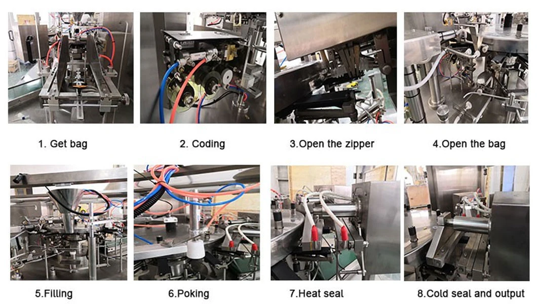 Sac automatique de noix Doypack Peseuse à têtes multiples pour aliments Emballage de granulés en sachet préfabriqué Machines d'emballage multifonctionnelles