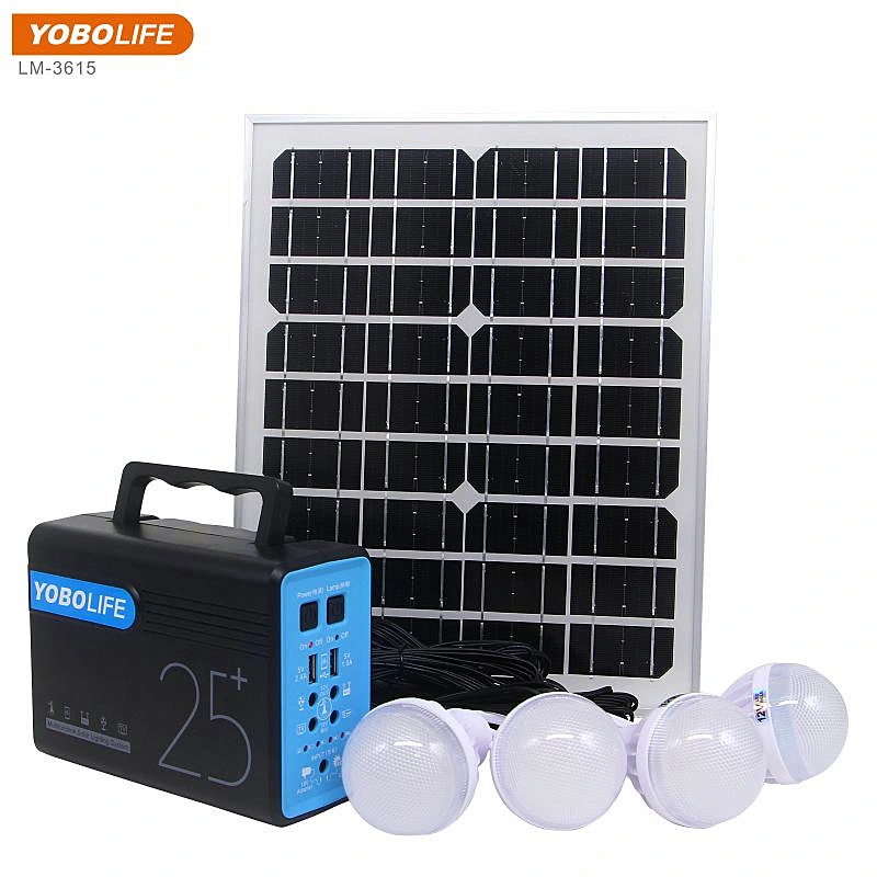 12V Portable Solar LED Lamp with Flashlight 4LED Bulbs for Home Lighting and Charging Mobile Phones