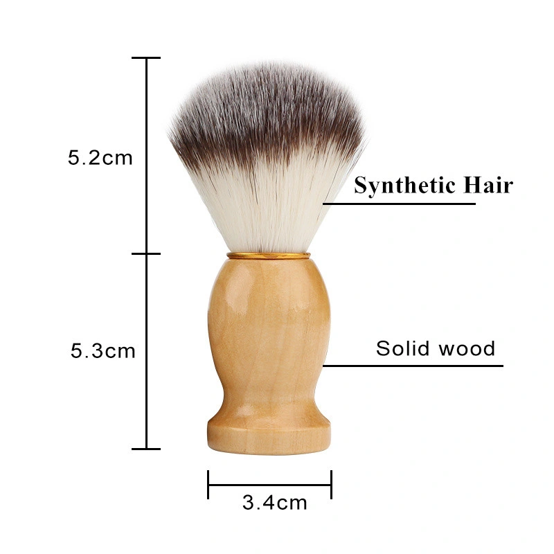 Synthetic Soft Nylon Shave Brushes Natural Wood Handle Barber Face Cleaning Tool Shaving Brush