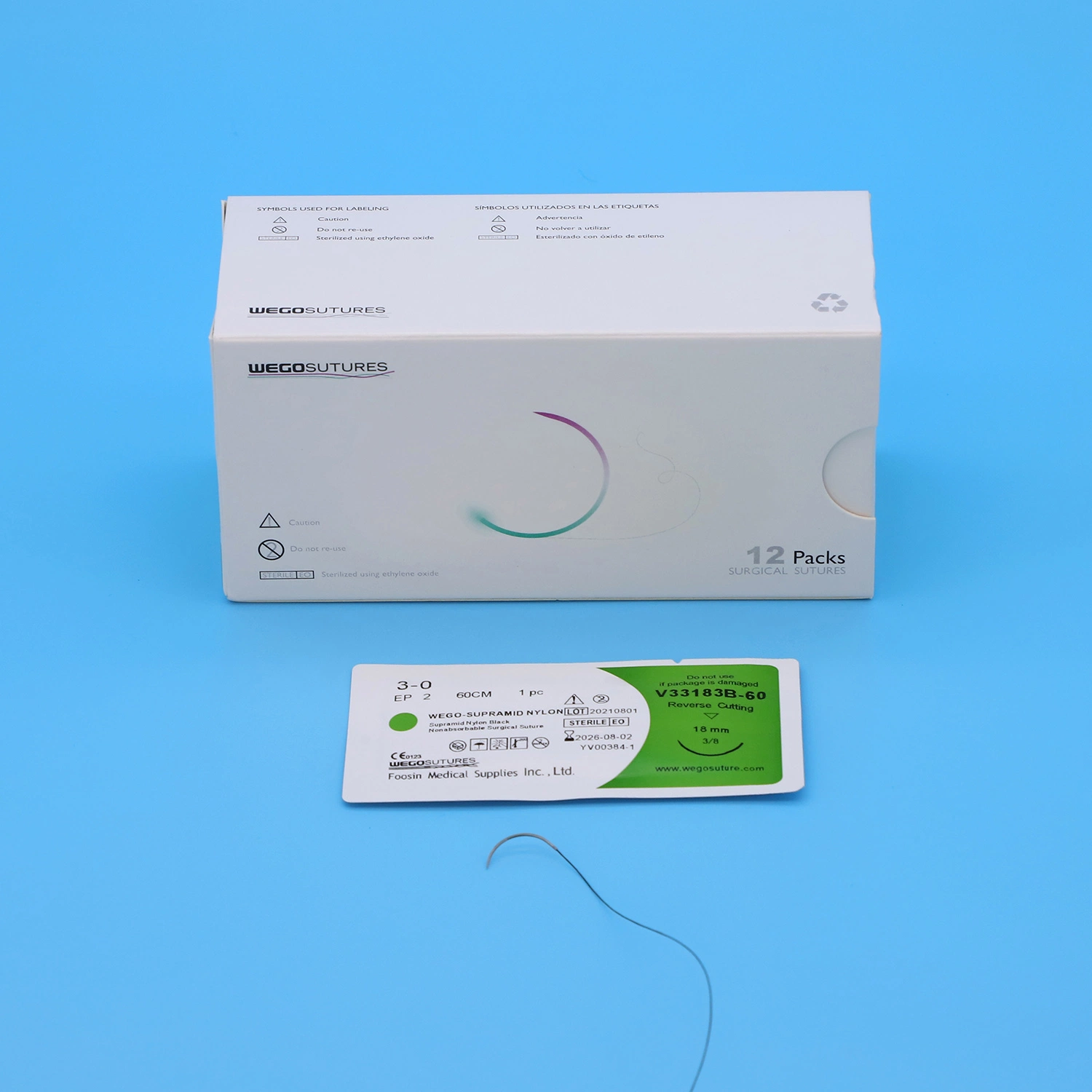 Wego Brand Blue Nylon Surgical Suture 50mm