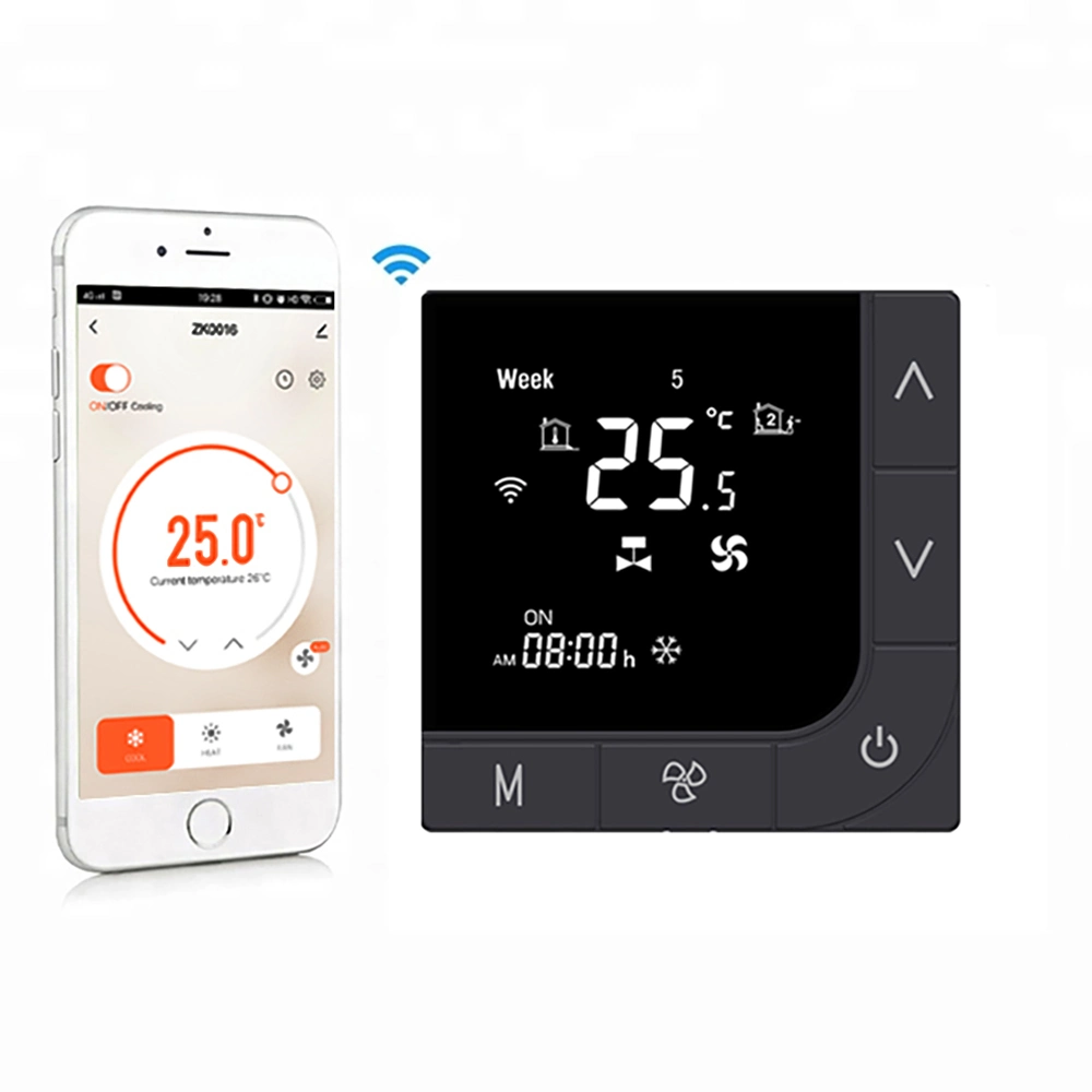 Wöchentlich programmierbare Lüfterspule Kühlung und Heizung Modbus WiFi Raum Thermostat