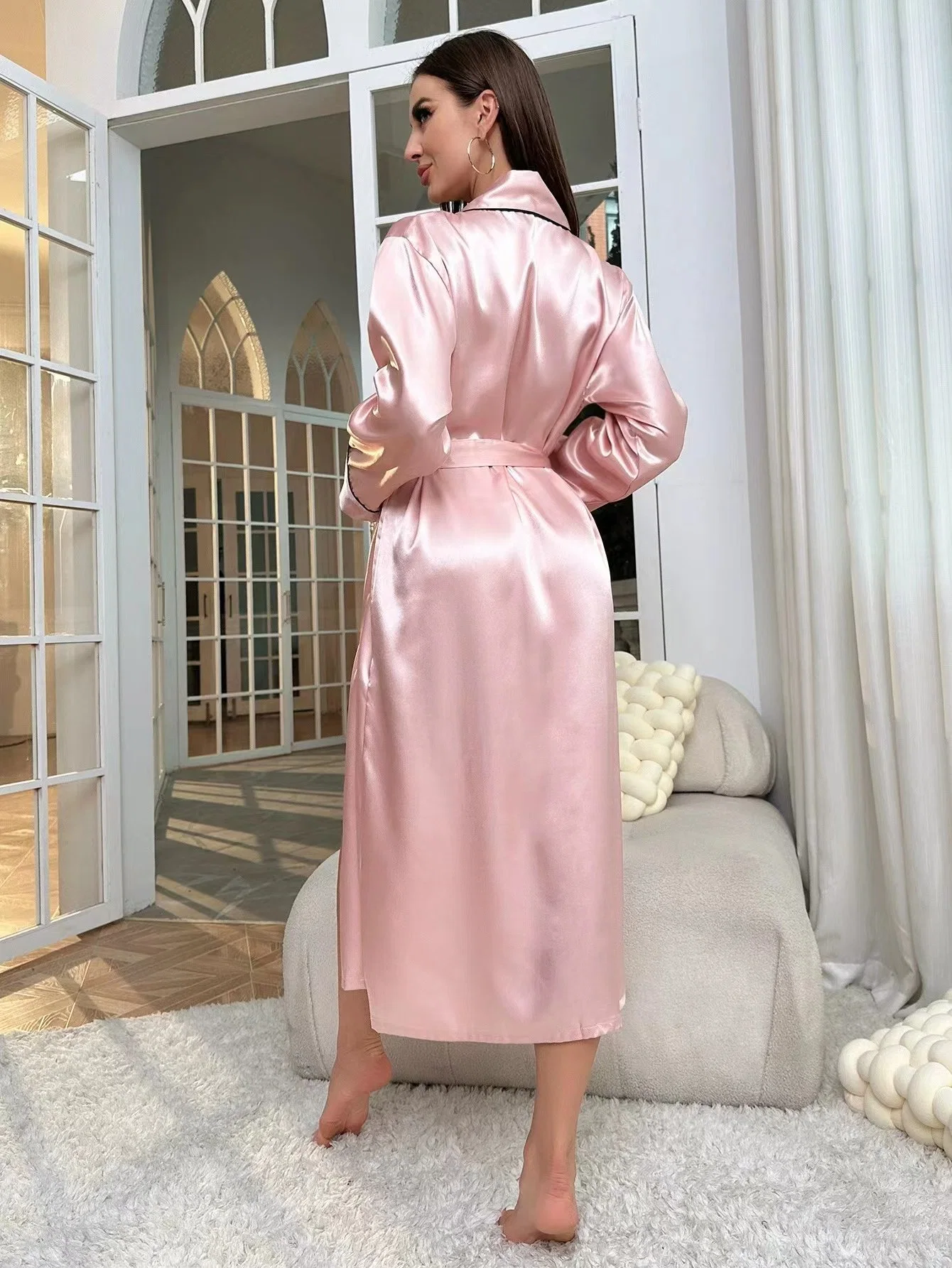 Silk Pajamas Bathrobe Hight Quality Fashion Style Girl for Lovers Mothers Gift Sleeping Clothing Nightwear Night Robe