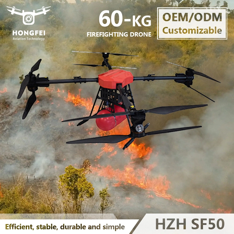 Hongfei Sf50 Customzied 60kg Payload Long Range Fire Fighter Uav Remote Control Firefighting Fire Control Drone with Fire Extinguisher