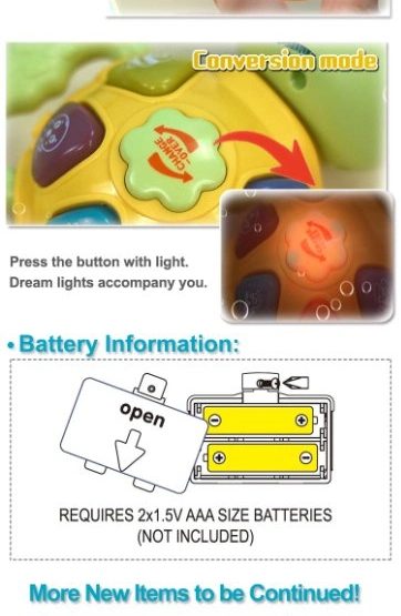 QS детского образования интеллектуальной батареи работают игрушки B/O черепаха животных музыкальный проигрыватель черепаха игрушка с фарами и функции