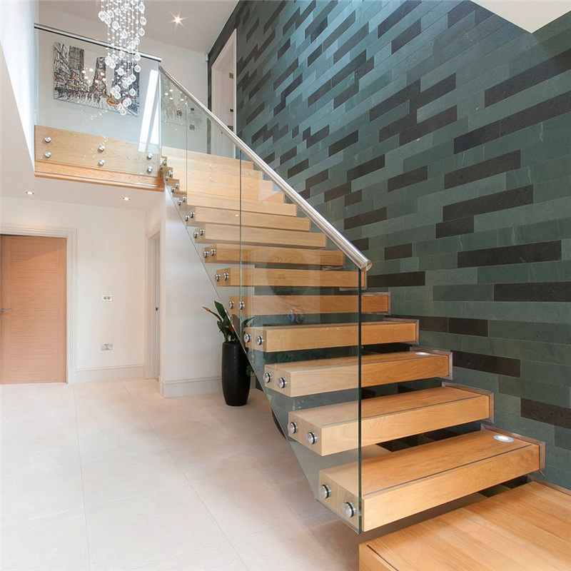 Price Modern Floating Wood Stainless Steel Metal Acrylic Curved Quartz Glass Stairs