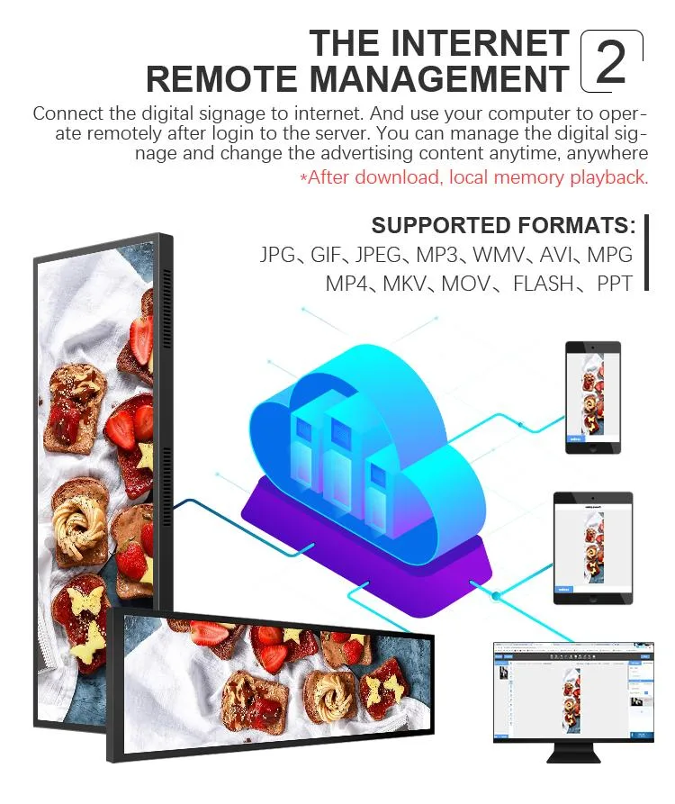 23,1 24 24,5 28 28,6 35 37 43 49,5 Zoll LCD-Display-Panel-Player Werbung Regal LED-Display Regal Kante Ultra Wide Stretch Bar LCD