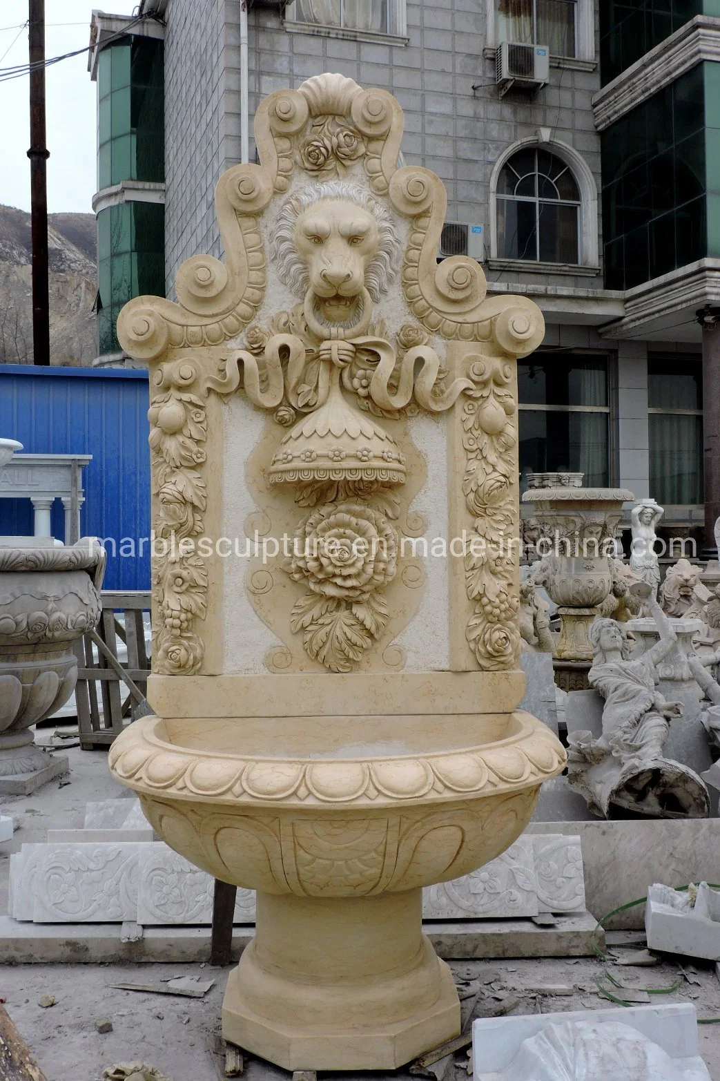 Hand Carved Lion Head Wall Fountain (SY-WF004)