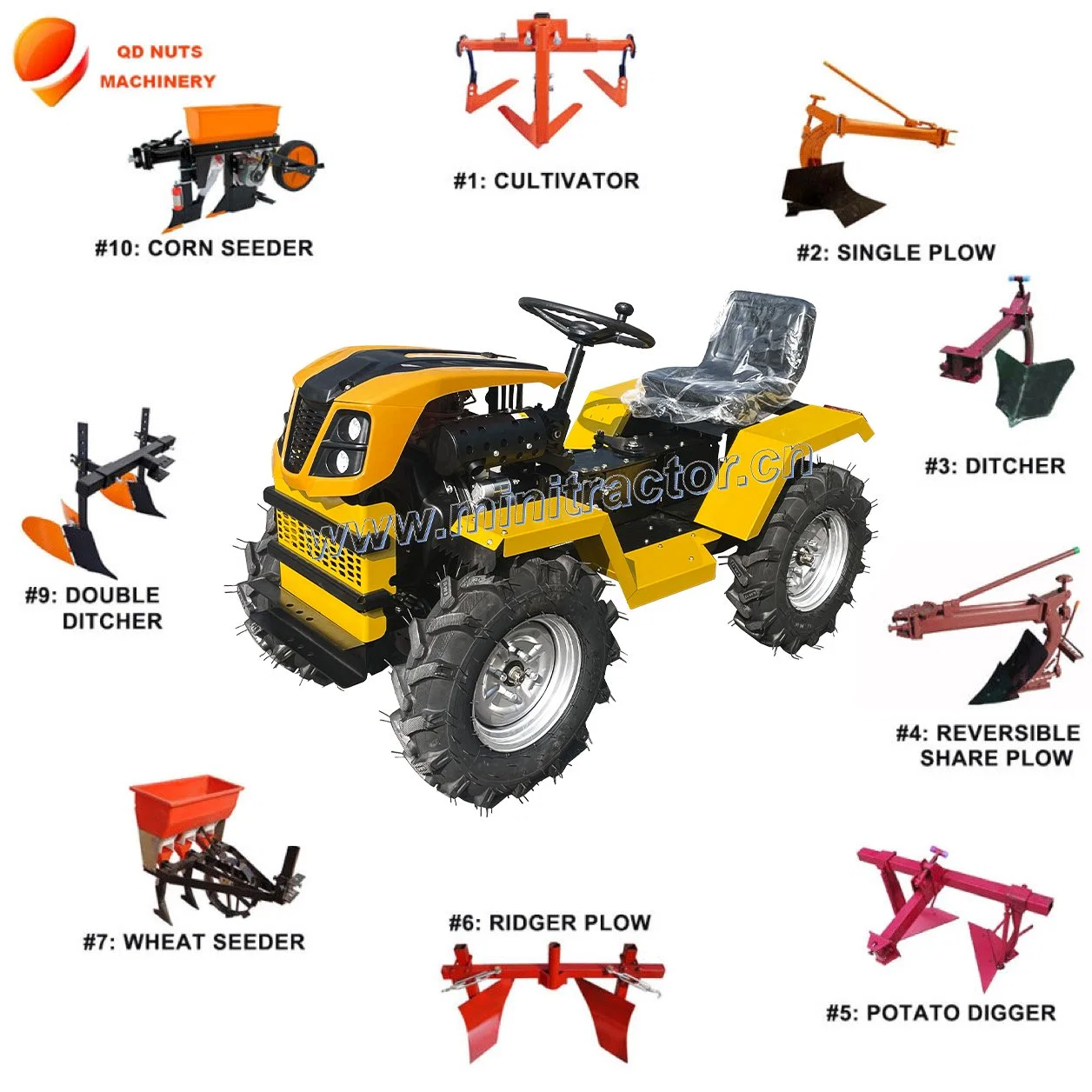 Chinese High quality/High cost performance  12-18HP Compact Farming Equipment Agricultural Machinery Small Tractors Garden Tractor Mini 4X4 4WD for Agriculture Farm Tractor with CE