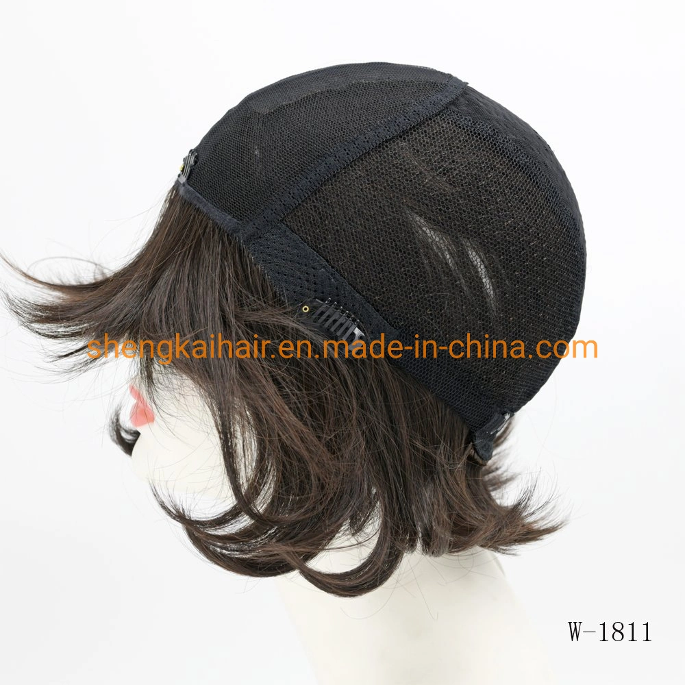 Wholesale/Supplier Good Quality Handtied Human Hair Synthetic Hair Mix Wig Hair for Ladies 556