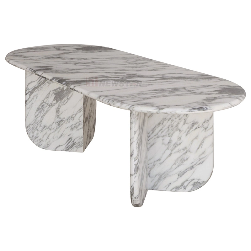 Precio de fábrica personalizada mesa de café de mármol de color Blanco Gris Natural vena Arabescato mesas de café para la vida de Lujo Habitación