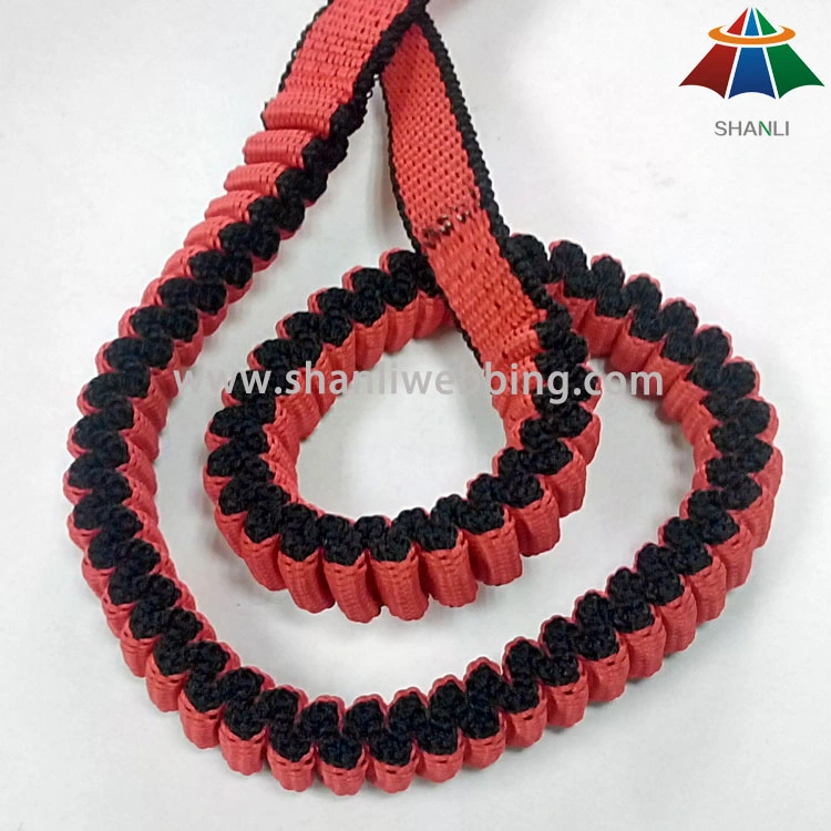 2cm Polypropylene Red-Black Striped Elastic Webbing for Pet Leashes