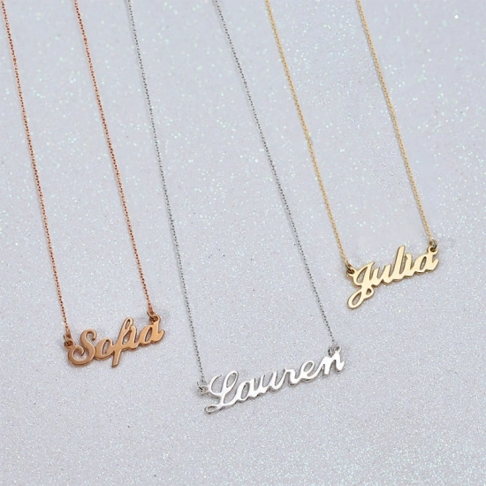 Custom Name Pendant Gold Plated Necklace Sterling Silver for Women Drop Shipping