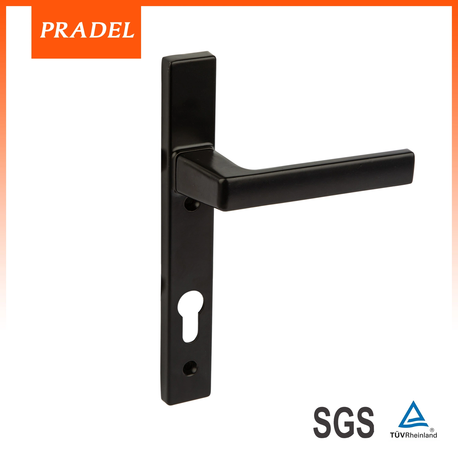 Iron Panel Aluminum Matt Black Handle Door Locks Lever Handles on Plate