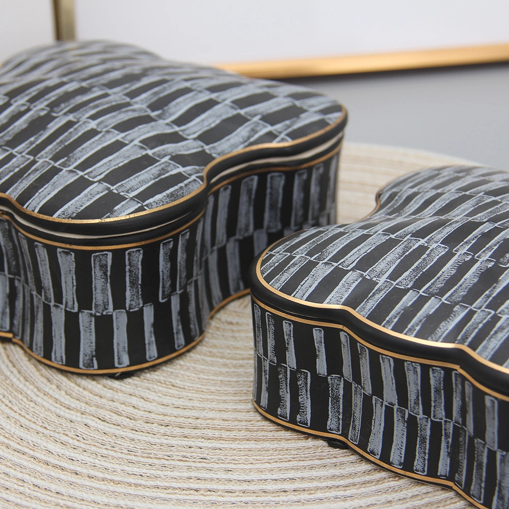 JW008 Elegant Decor Boxes Wholesale/Supplier Ceramic Blue and Black Storage Boxes Porcelain Jewelry Boxes