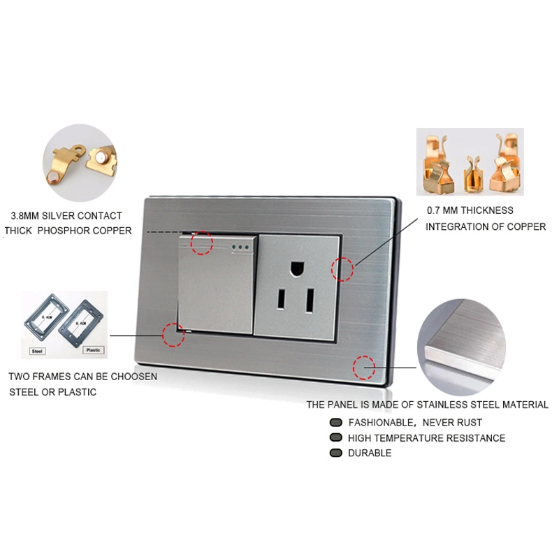 16A Multifunction Us Standard Electrical Wall Power Socket Outlet